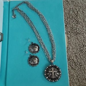 Cross necklace and earring set